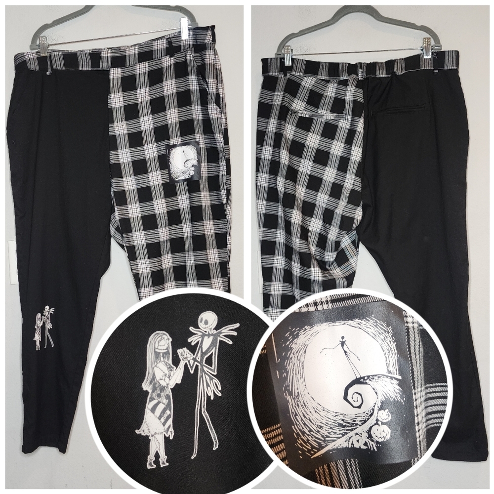 Disney The Nightmare Before Christmas Black Plaid Pants Size 2X Stretch Waist